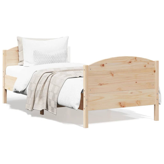 Bed Frame with Headboard 75x190 cm Small Single Solid Wood Pine