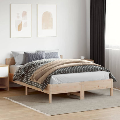 Bed Frame with Headboard 140x200 cm Solid Wood Pine