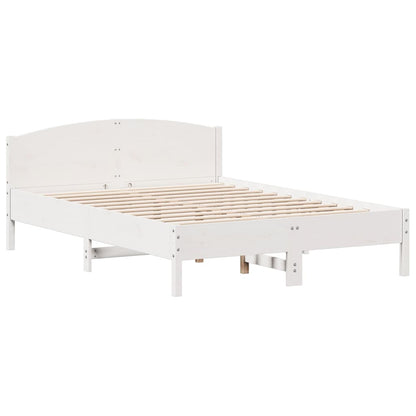 Bed Frame with Headboard White 120x200 cm Solid Wood Pine