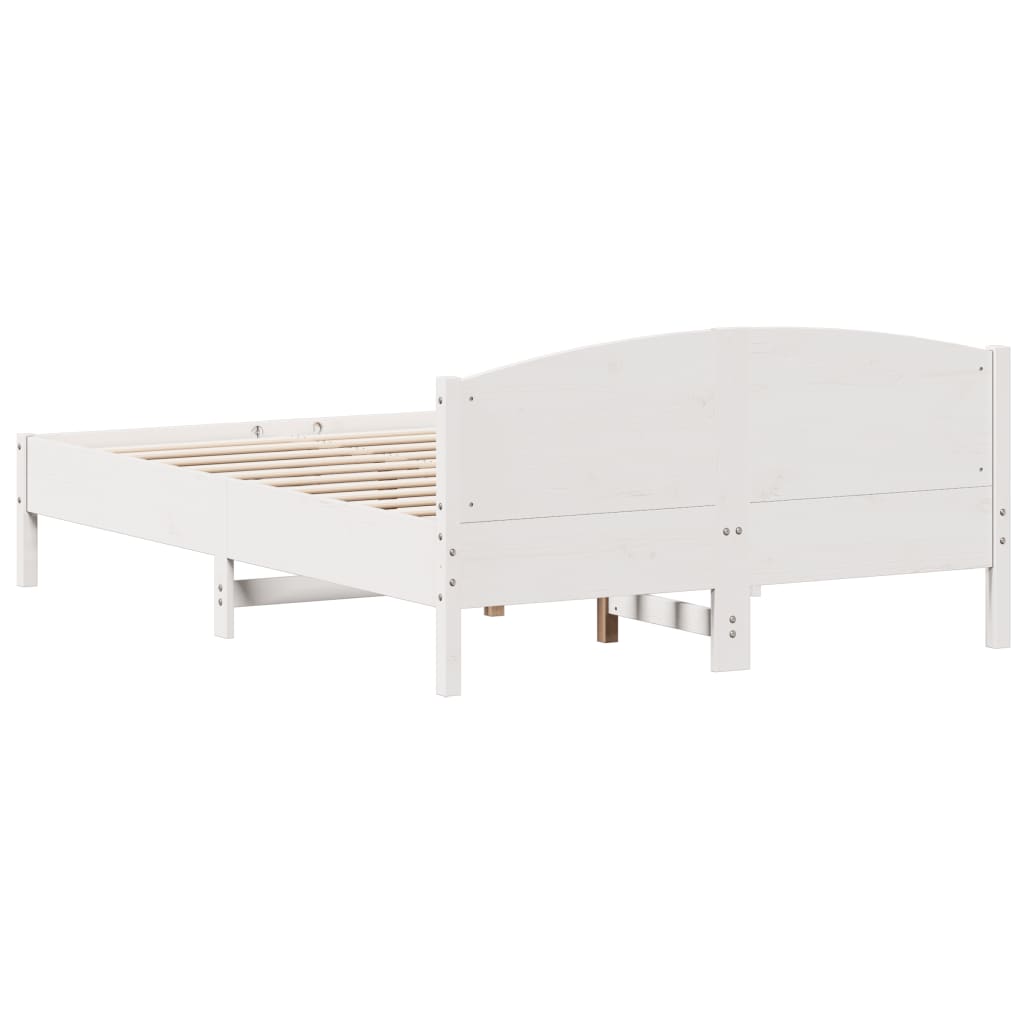 Bed Frame with Headboard White 120x200 cm Solid Wood Pine