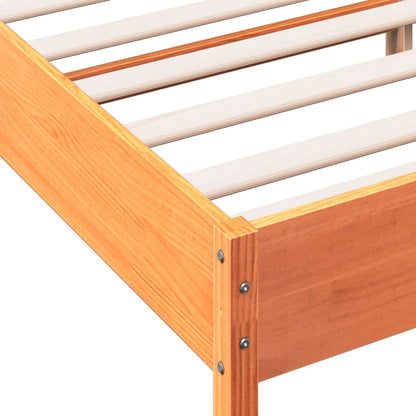 Bed Frame with Headboard Wax Brown 120x200 cm Solid Wood Pine