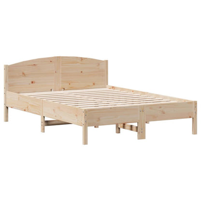 Bed Frame with Headboard 135x190 cm Double Solid Wood Pine