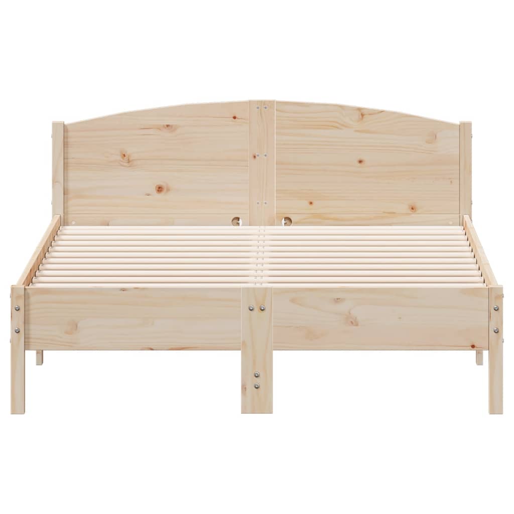 Bed Frame with Headboard 135x190 cm Double Solid Wood Pine