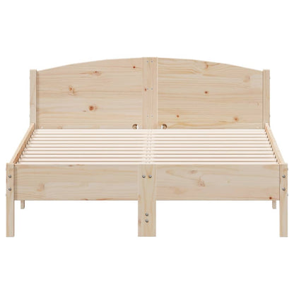 Bed Frame with Headboard 135x190 cm Double Solid Wood Pine