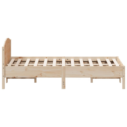 Bed Frame with Headboard 135x190 cm Double Solid Wood Pine