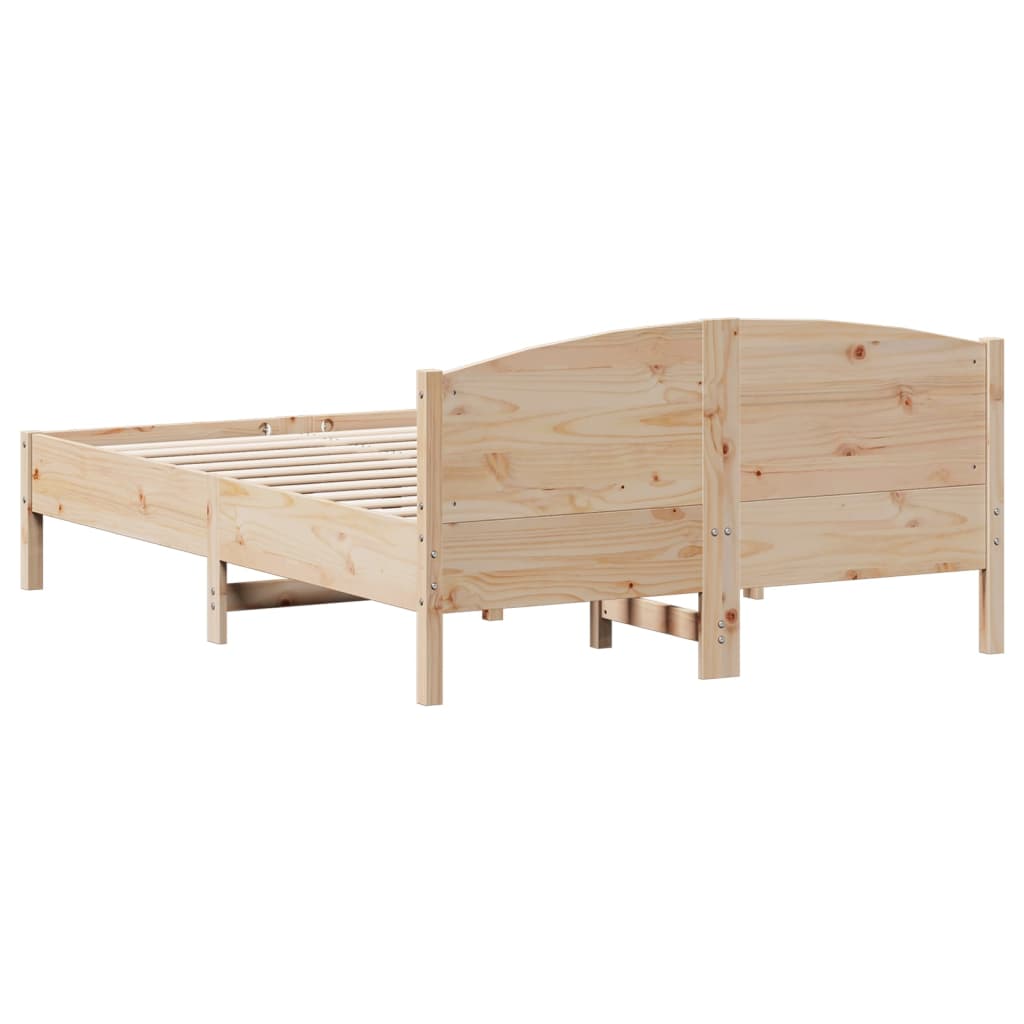 Bed Frame with Headboard 135x190 cm Double Solid Wood Pine