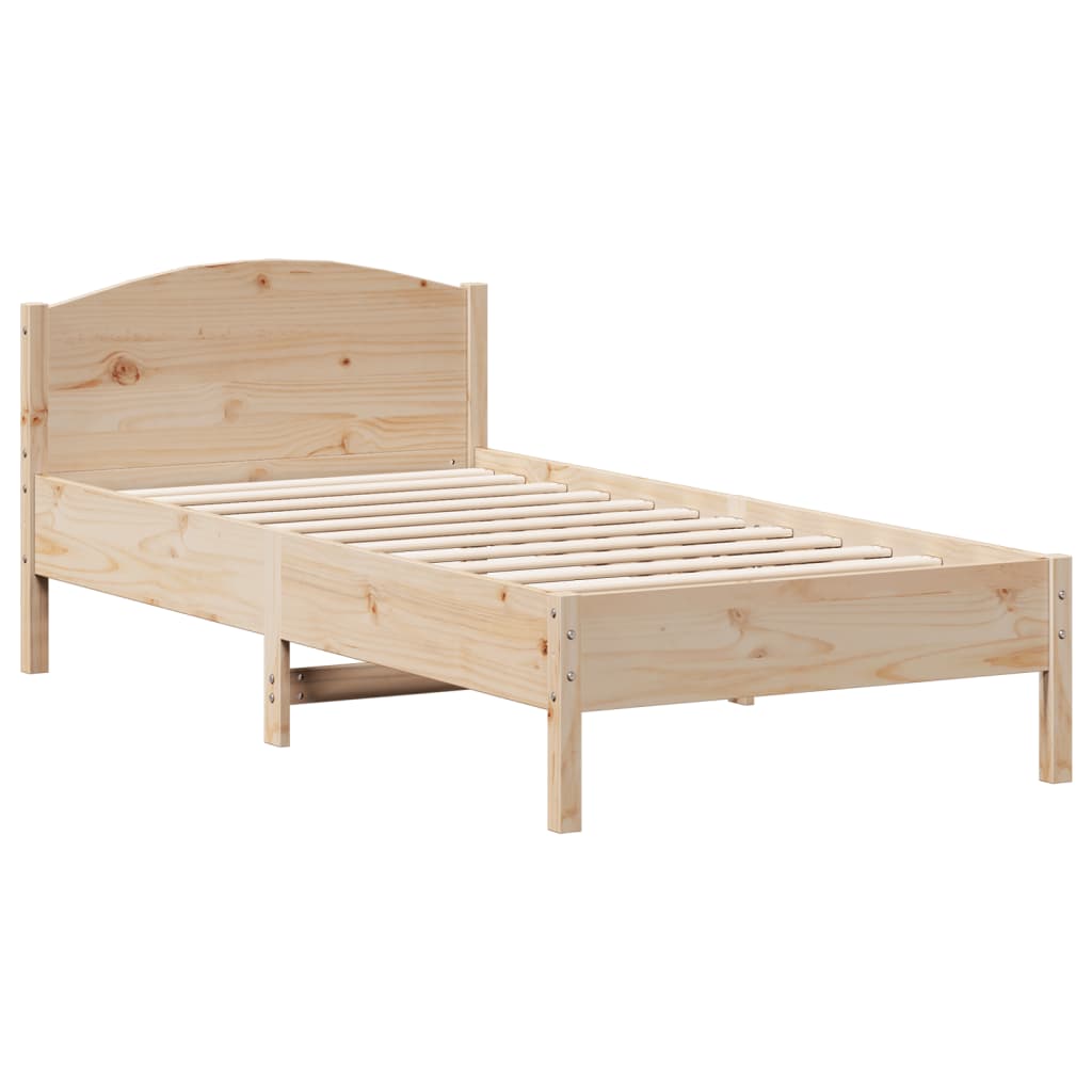 Bed Frame with Headboard 90x190 cm Single Solid Wood Pine