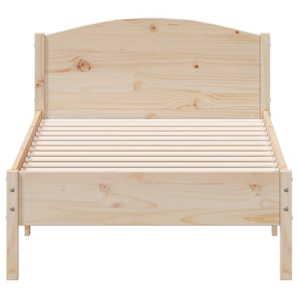 Bed Frame with Headboard 90x190 cm Single Solid Wood Pine