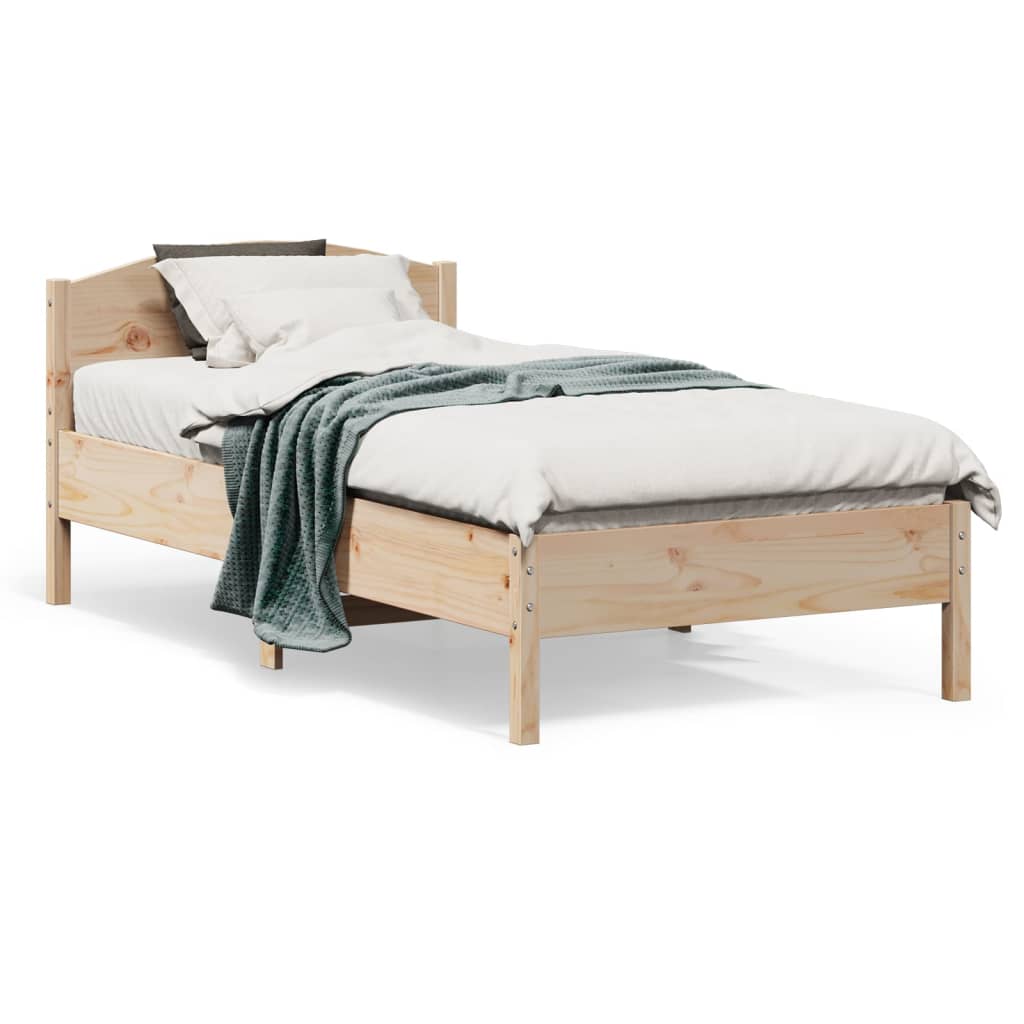 Bed Frame with Headboard 90x190 cm Single Solid Wood Pine