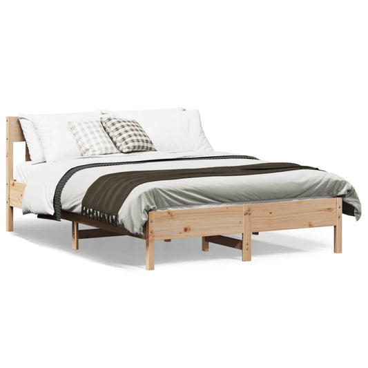 Bed Frame with Headboard 140x200 cm Solid Wood Pine