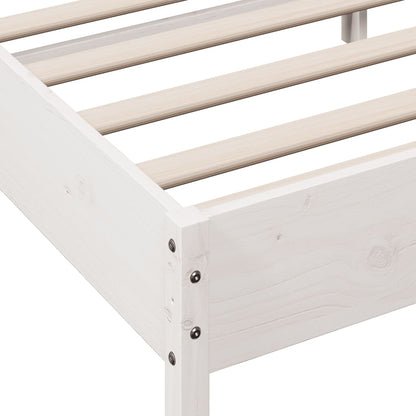 Bed Frame with Headboard White 135x190 cm Double Solid Wood Pine