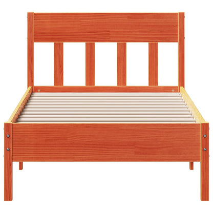 Bed Frame with Headboard Wax Brown 75x190 cm Small Single Solid Wood Pine