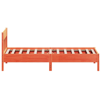 Bed Frame with Headboard Wax Brown 75x190 cm Small Single Solid Wood Pine