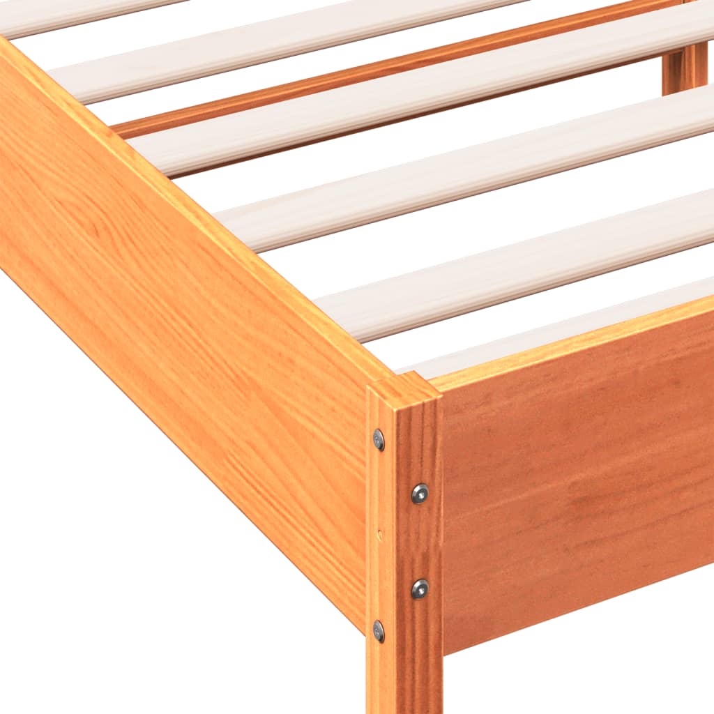 Bed Frame with Headboard Wax Brown 75x190 cm Small Single Solid Wood Pine