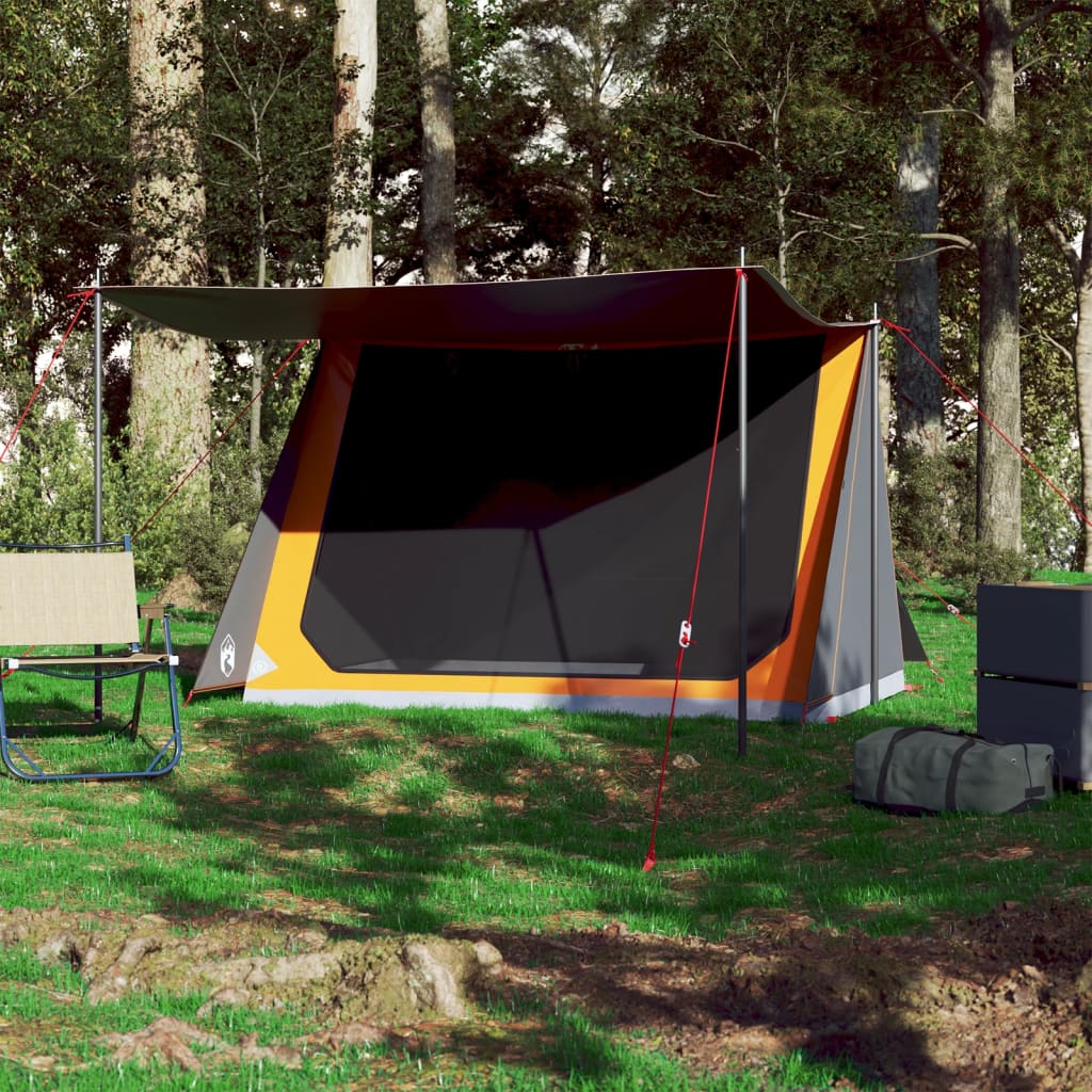 Camping Tent 2-Person Grey and Orange Waterproof