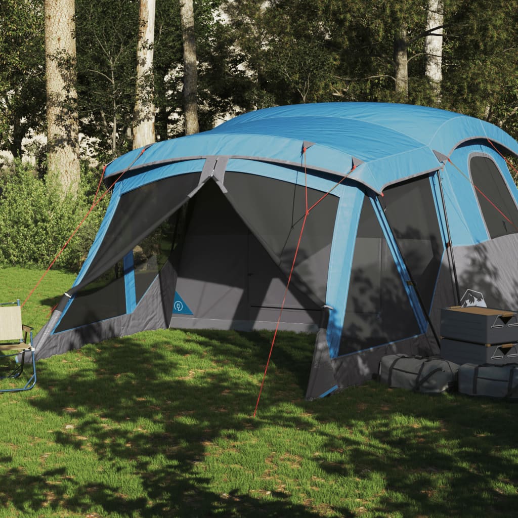 Camping Tent with Porch 4-Person Blue Waterproof