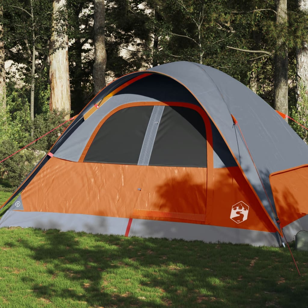 Family Tent Dome 6-Person Orange Waterproof