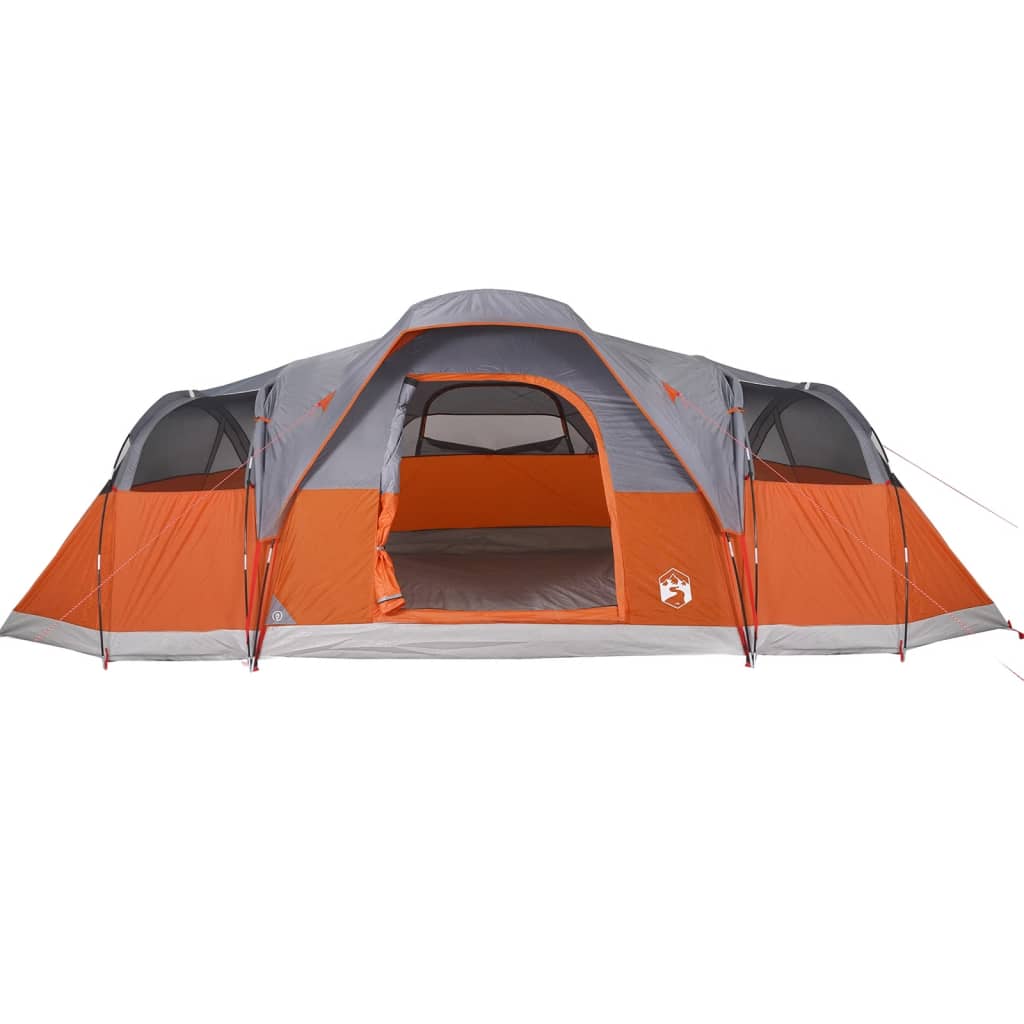 Family Tent Dome 11-Person Grey and Orange Waterproof