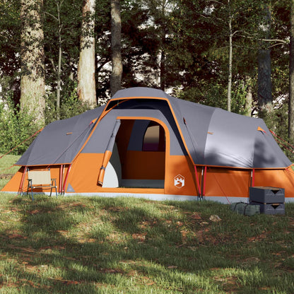 Family Tent Dome 11-Person Grey and Orange Waterproof