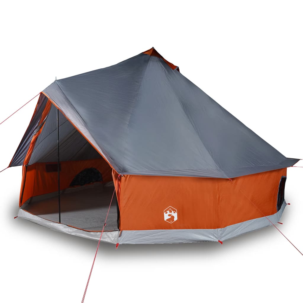 Family Tent Tipi 8-Person Grey and Orange Waterproof