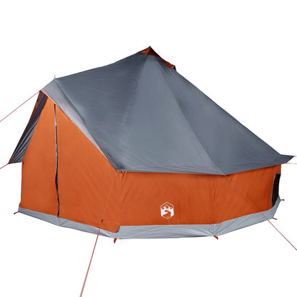 Family Tent Tipi 8-Person Grey and Orange Waterproof