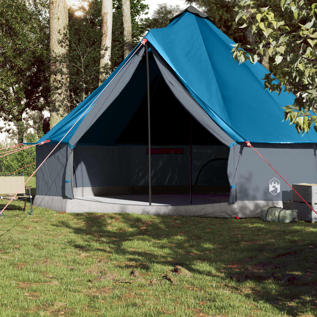 Family Tent Tipi 10-Person Blue Waterproof