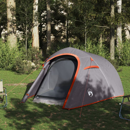 Camping Tent Tunnel 3-Person Grey and Orange Waterproof