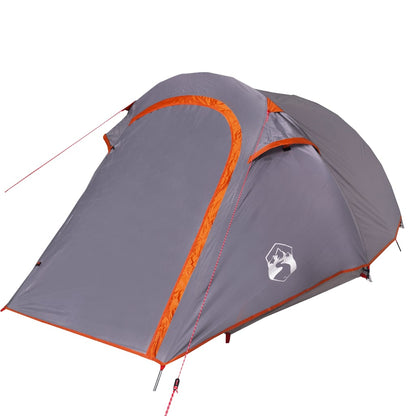 Camping Tent Tunnel 3-Person Grey and Orange Waterproof