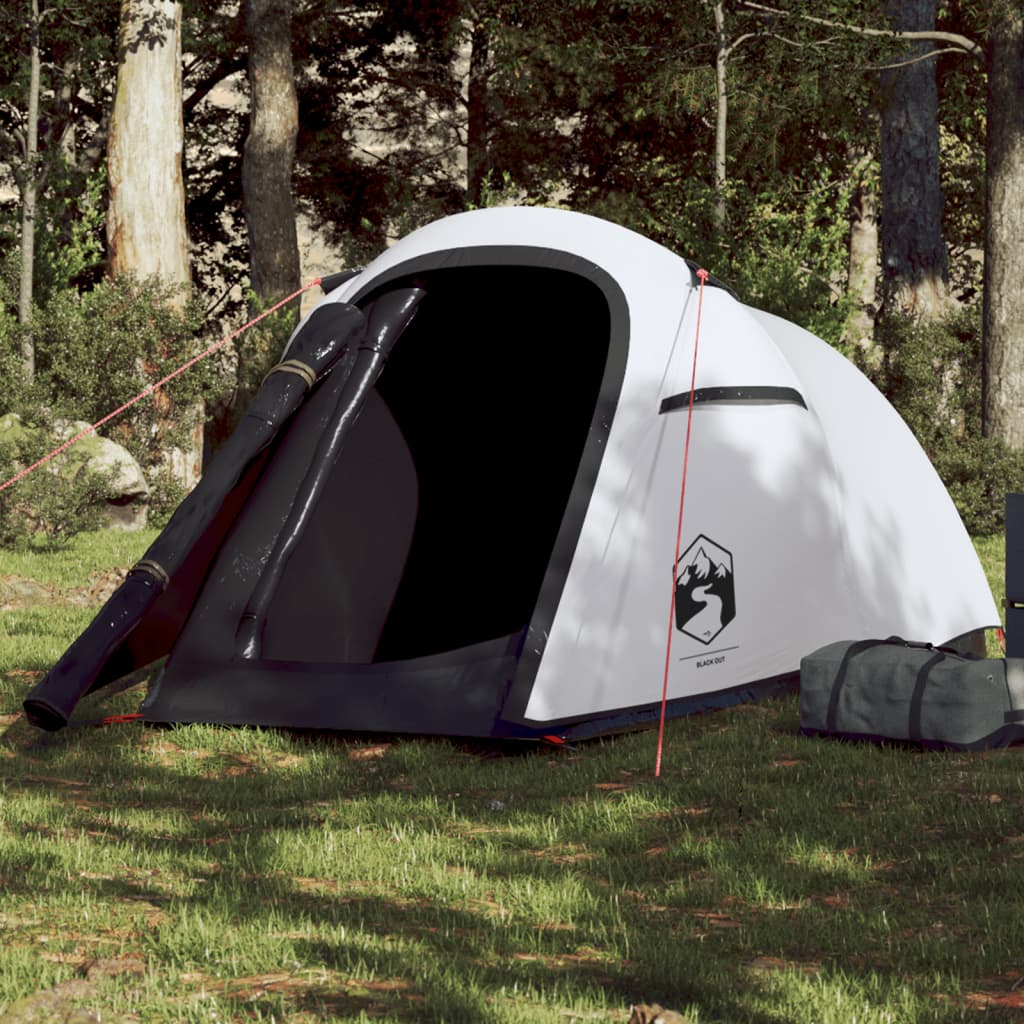 Camping Tent Tunnel 2-Person White Blackout Fabric Waterproof