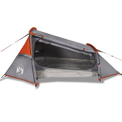 Camping Tent Tunnel 2-Person Grey and Orange Waterproof