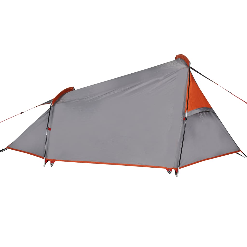 Camping Tent Tunnel 2-Person Grey and Orange Waterproof