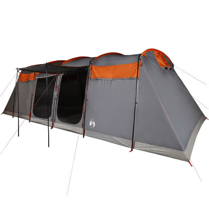 Family Tent Tunnel 8-Person Grey and Orange Waterproof