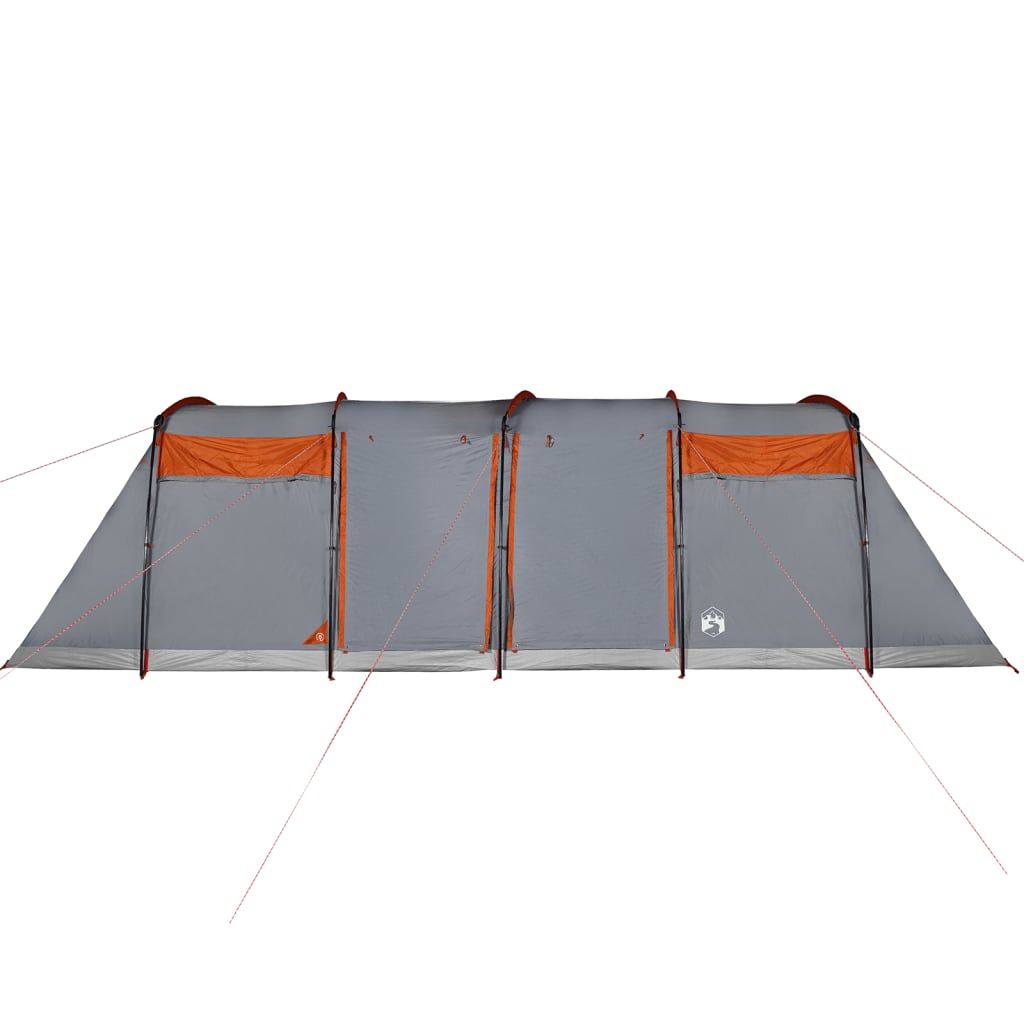 Family Tent Tunnel 8-Person Grey and Orange Waterproof