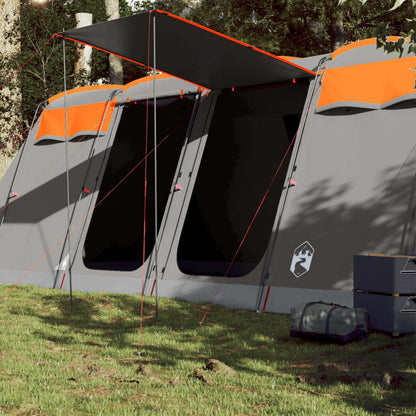 Family Tent Tunnel 8-Person Grey and Orange Waterproof