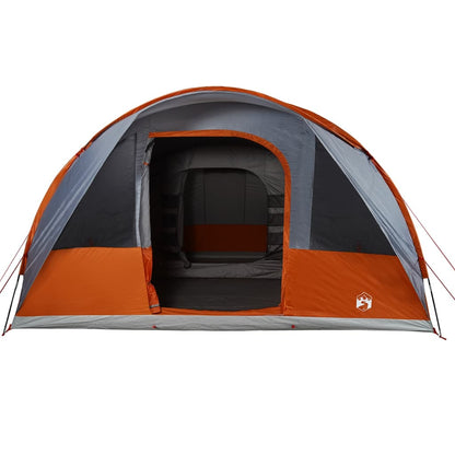 Family Tent Tunnel 7-Person Grey and Orange Waterproof