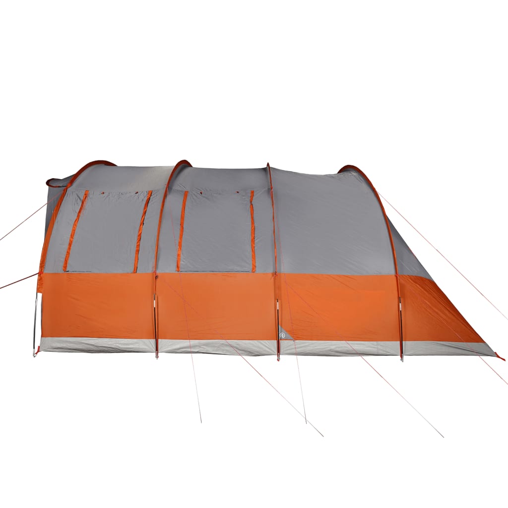 Family Tent Tunnel 7-Person Grey and Orange Waterproof