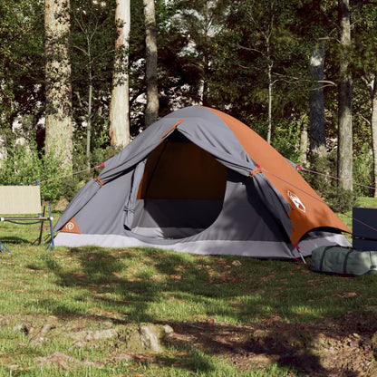 Camping Tent Dome 2-Person Grey and Orange Waterproof