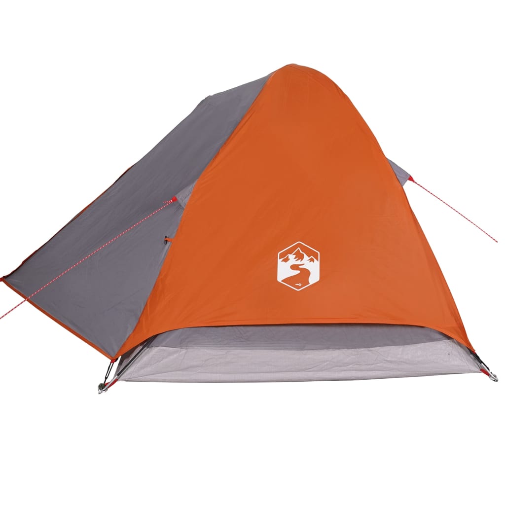 Camping Tent Dome 2-Person Grey and Orange Waterproof