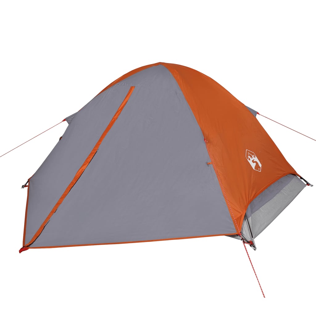 Camping Tent Dome 4-Person Grey and Orange Waterproof