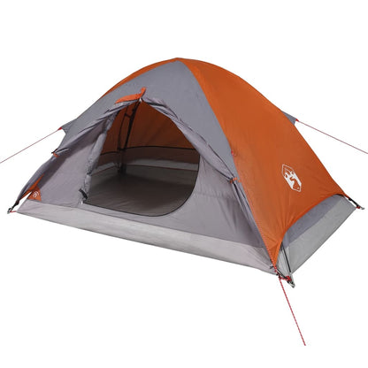 Camping Tent Dome 4-Person Grey and Orange Waterproof