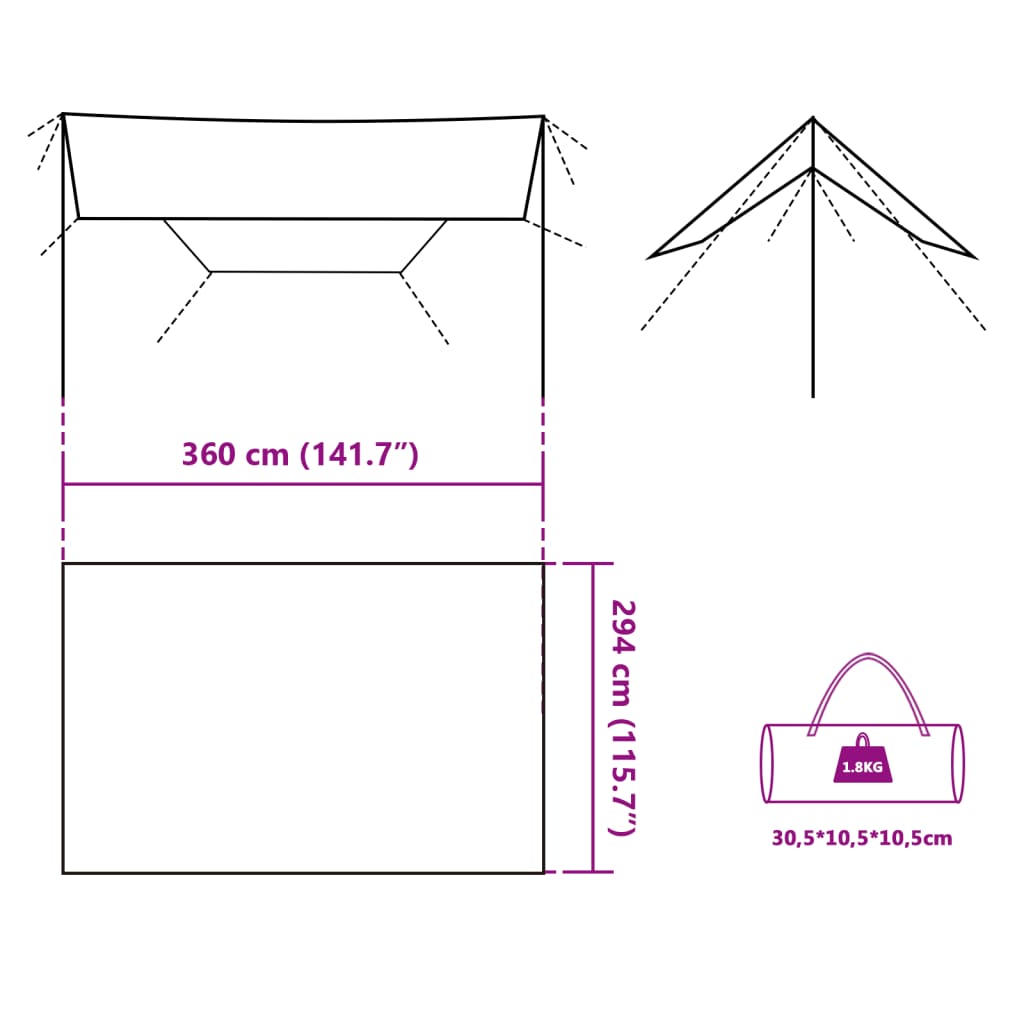 Camping Tarp Grey and Orange 360x294 cm Waterproof