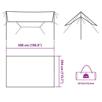 Camping Tarp Green 500x294 cm Waterproof