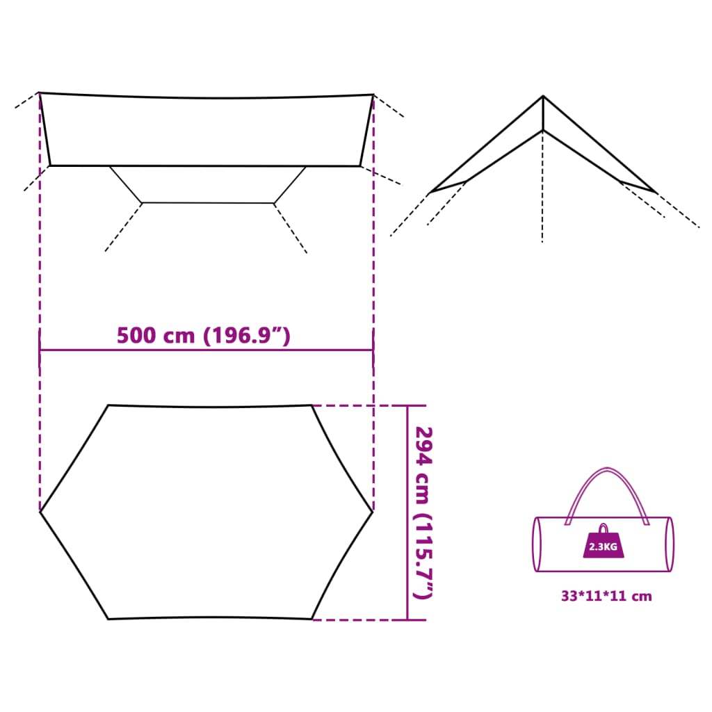 Camping Tarp Green 500x294 cm Waterproof