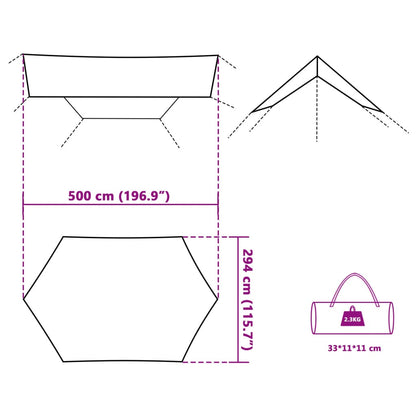 Camping Tarp Grey and Orange 500x294 cm Waterproof