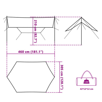 Camping Tarp Blue 460x305x210 cm Waterproof