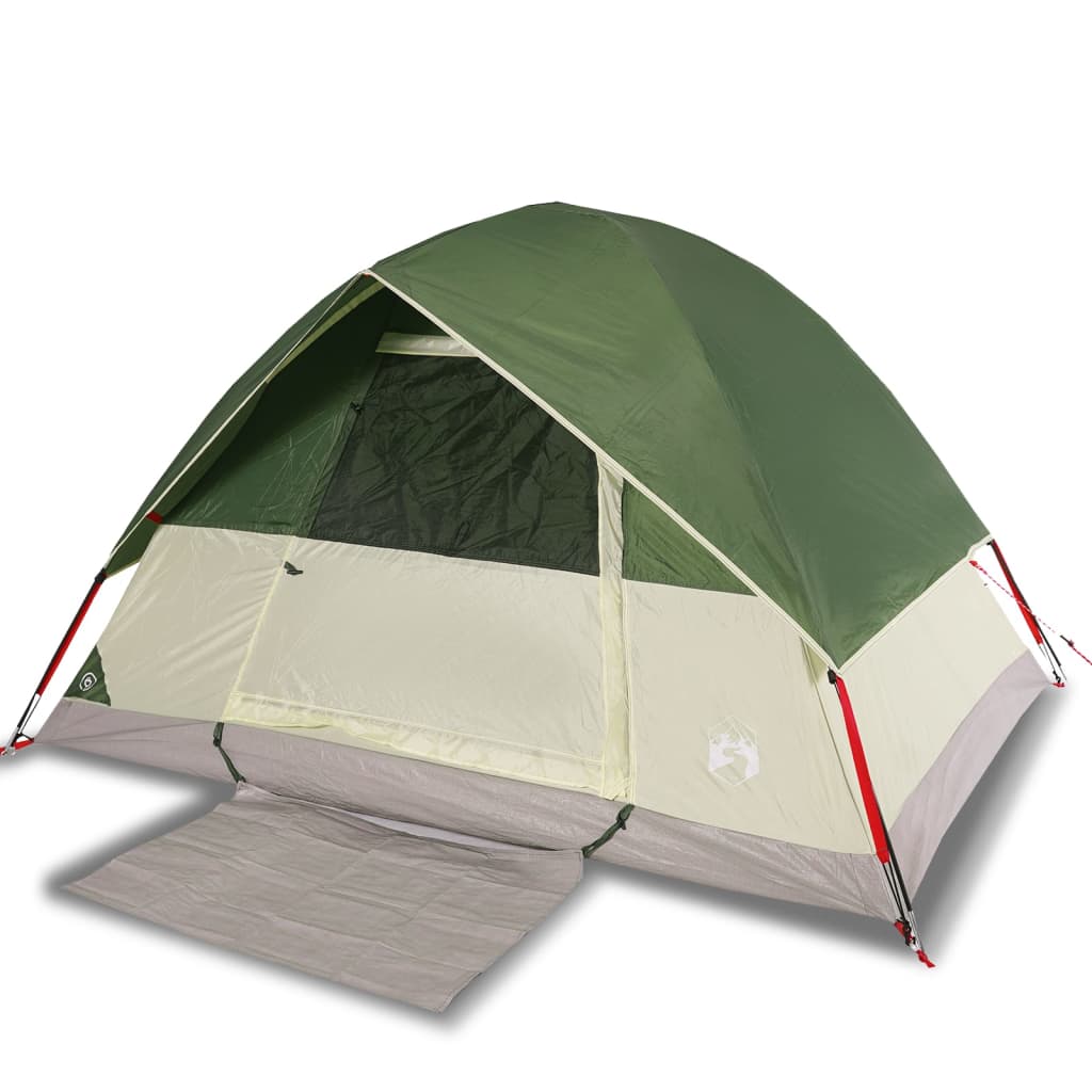 Camping Tent Dome 4-Person Green Waterproof