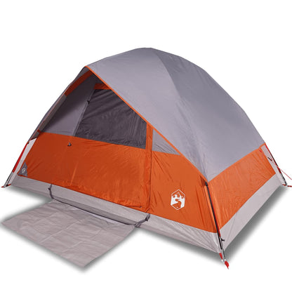 Camping Tent Dome 4-Person Orange Waterproof