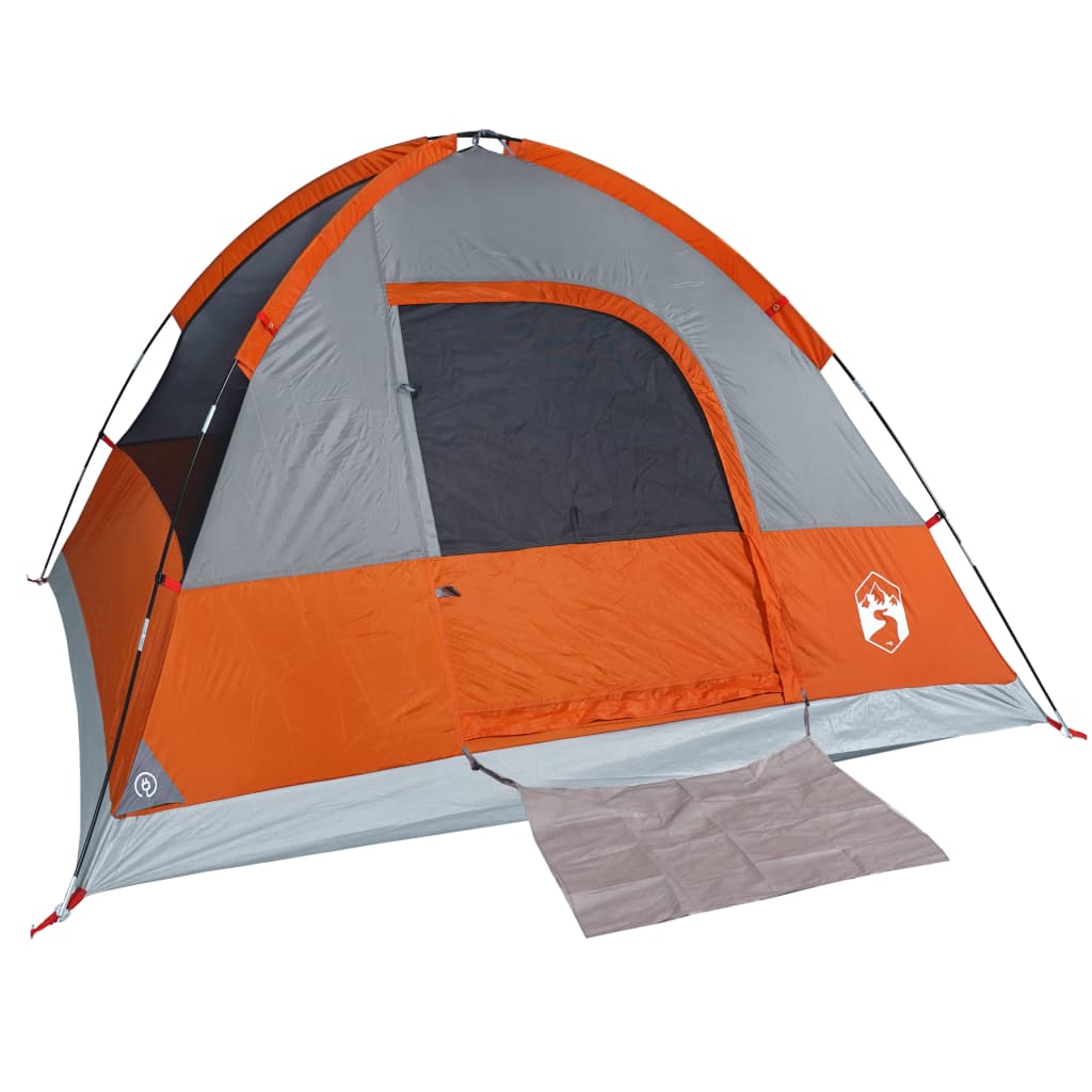 Camping Tent Dome 4-Person Orange Waterproof