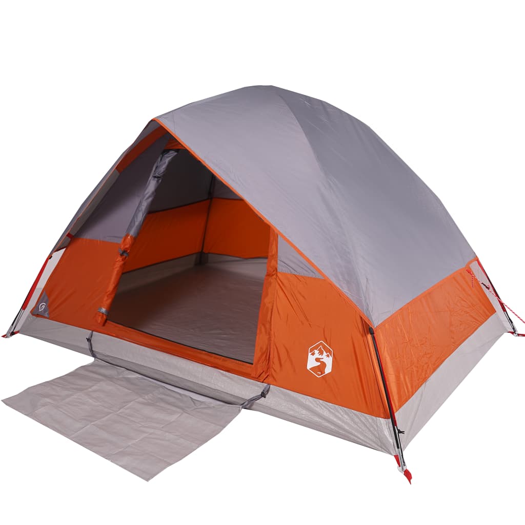 Camping Tent Dome 4-Person Orange Waterproof