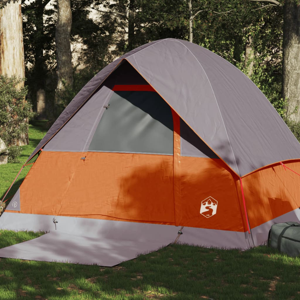 Camping Tent Dome 4-Person Orange Waterproof